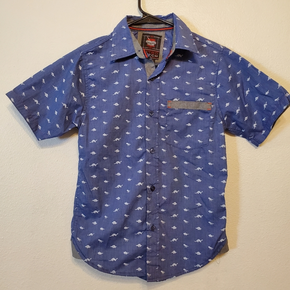 Retro Stitch dinosauer short sleeve buttondown
